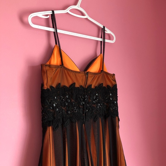 Beautiful Orange and Black Formal Dress - Picture 9 of 11